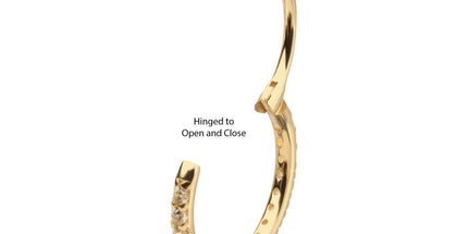 Invictus 20g 14Kt Gold Prong Set 1mm Eternity Round Gem Side Facing Hinged Segment Clicker