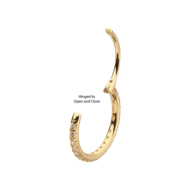 Invictus 20g 14Kt Gold Prong Set 1mm Eternity Round Gem Side Facing Hinged Segment Clicker