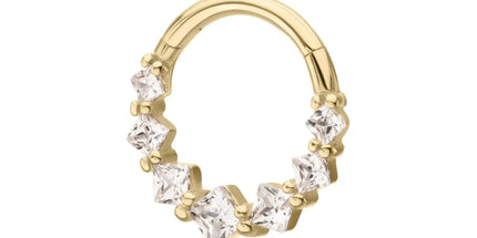 Invictus 14Kt Yellow Gold Prong Set Princess Gem Cluster Front Facing Hinged Segment Clicker