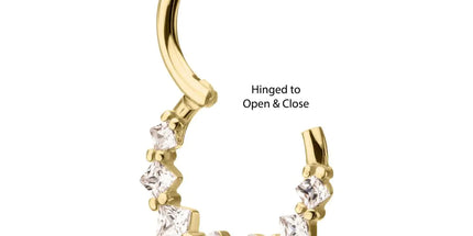 Invictus 14Kt Yellow Gold Prong Set Princess Gem Cluster Front Facing Hinged Segment Clicker