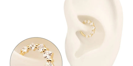 Invictus 14Kt Yellow Gold Prong Set Princess Gem Cluster Front Facing Hinged Segment Clicker