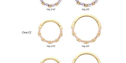 Invictus 14Kt Yellow Gold 6-Cluster Baguette Prong Gem Front Facing Hinged Segment Clicker