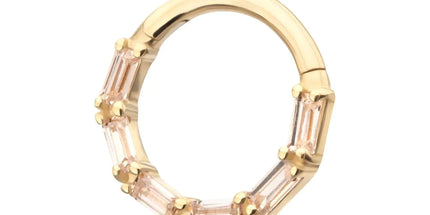 Invictus 14Kt Yellow Gold 6-Cluster Baguette Prong Gem Front Facing Hinged Segment Clicker