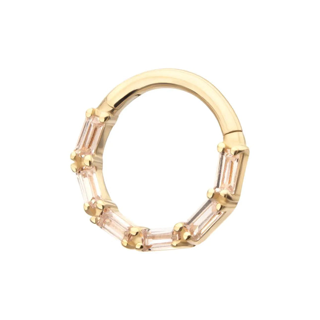 Invictus 14Kt Yellow Gold 6-Cluster Baguette Prong Gem Front Facing Hinged Segment Clicker