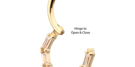 Invictus 14Kt Yellow Gold 6-Cluster Baguette Prong Gem Front Facing Hinged Segment Clicker