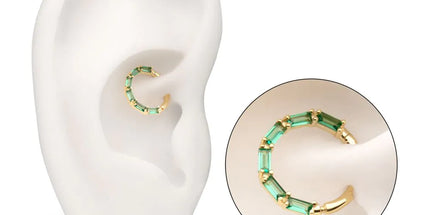 Invictus 14Kt Yellow Gold 6-Cluster Baguette Prong Gem Front Facing Hinged Segment Clicker