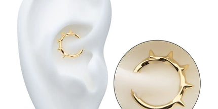 Invictus 14Kt Yellow Gold Spike Edge Twisted Hoop Front Facing Hinged Segment Clicker