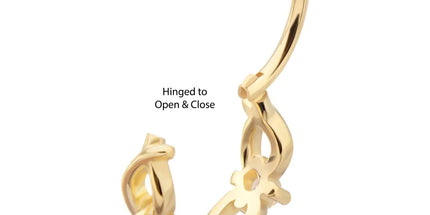 Invictus 14Kt Gold Braided Design Side Facing Hinged Segment Clicker with Prong Set Gem