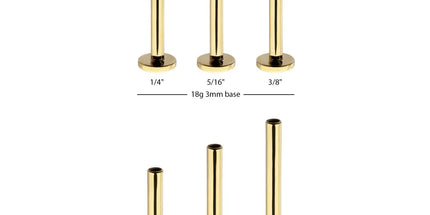 Invictus 14Kt Yellow Gold M0.8 Internally Threaded 3mm Labret Base