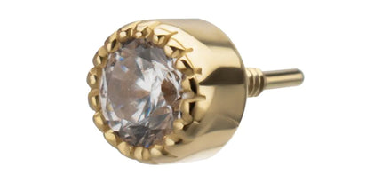 Invictus 14Kt Yellow Gold M0.8 Internally Threaded Milgrain Edge Round Gem Top