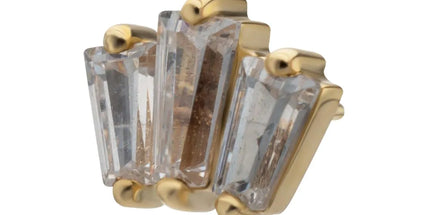 Invictus 14Kt Yellow Gold M0.8 Internally Threaded Prong Set Triple Baguette Cluster Top