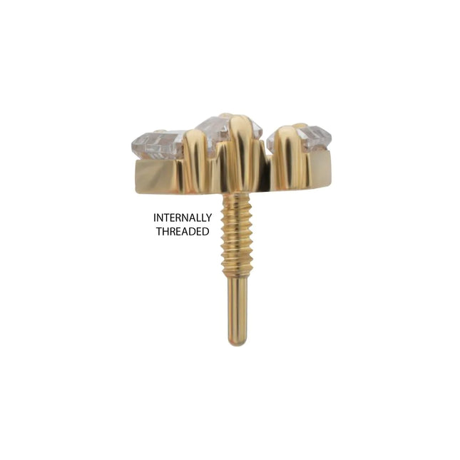 Invictus 14Kt Yellow Gold M0.8 Internally Threaded Prong Set Triple Baguette Cluster Top