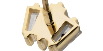 Invictus 14Kt Yellow Gold M0.8 Internally Threaded Prong Set Triple Baguette Cluster Top