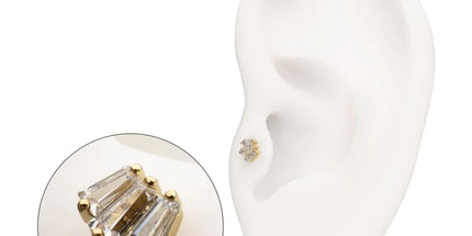 Invictus 14Kt Yellow Gold M0.8 Internally Threaded Prong Set Triple Baguette Cluster Top