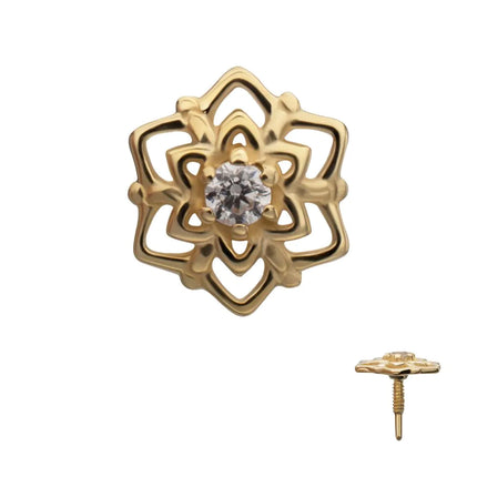 Invictus 14Kt Yellow Gold M0.8 Internally Threaded Mandala Gem Top