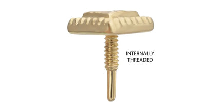 Invictus 14Kt Yellow Gold M0.8 Internally Threaded Milgrain Edge Corrugated Triangle Top