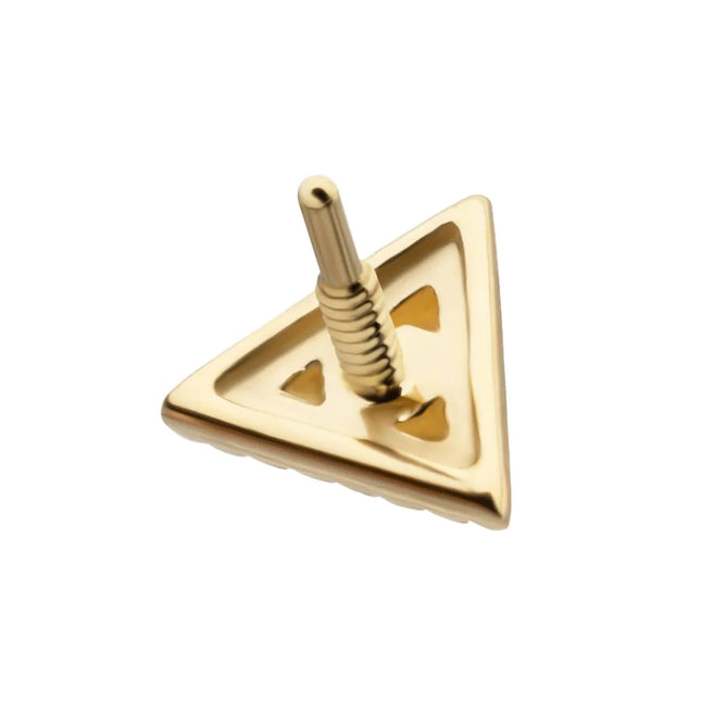 Invictus 14Kt Yellow Gold M0.8 Internally Threaded Milgrain Edge Corrugated Triangle Top