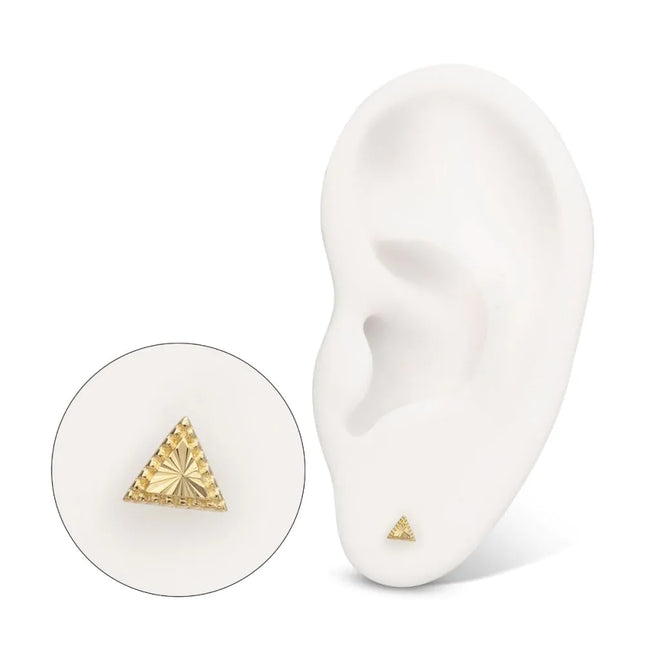 Invictus 14Kt Yellow Gold M0.8 Internally Threaded Milgrain Edge Corrugated Triangle Top