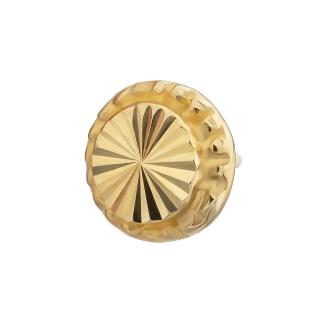 Invictus 14Kt Yellow Gold M0.8 Internally Threaded Milgrain Edge Corrugated Round Top