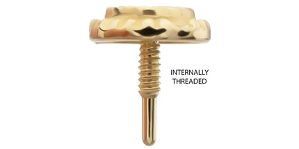 Invictus 14Kt Yellow Gold M0.8 Internally Threaded Milgrain Edge Corrugated Round Top