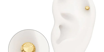 Invictus 14Kt Yellow Gold M0.8 Internally Threaded Milgrain Edge Corrugated Round Top