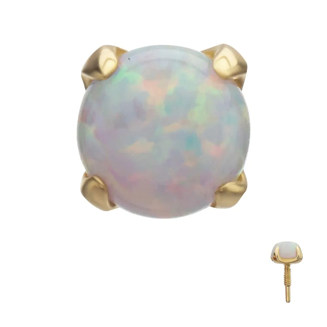 Invictus 14Kt Yellow Gold M0.8 Internally Threaded 4-Prong Round Opal Top