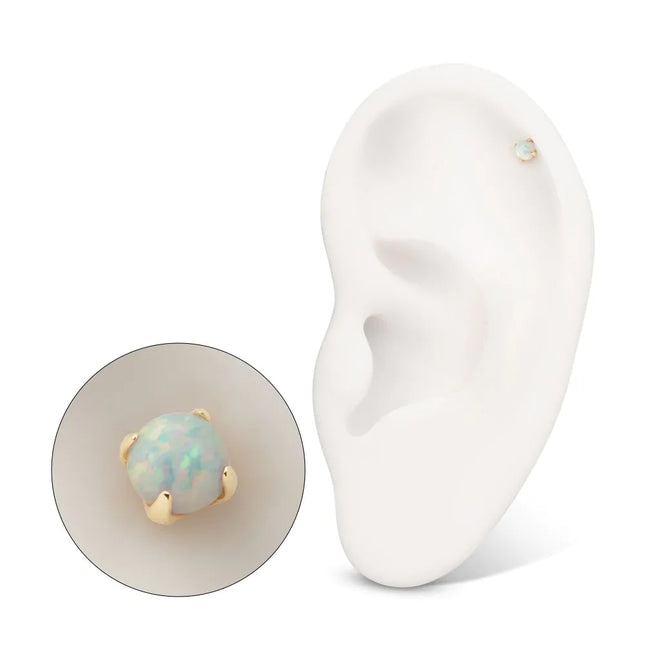 Invictus 14Kt Yellow Gold M0.8 Internally Threaded 4-Prong Round Opal Top