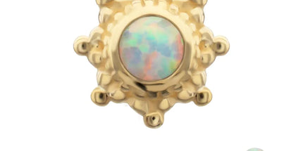 Invictus 14Kt Yellow Gold M0.8 Internally Threaded Beaded Flower Opal Top