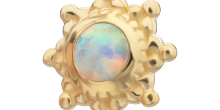 Invictus 14Kt Yellow Gold M0.8 Internally Threaded Beaded Flower Opal Top