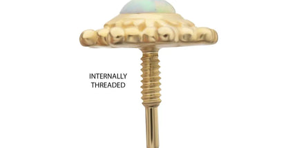 Invictus 14Kt Yellow Gold M0.8 Internally Threaded Beaded Flower Opal Top