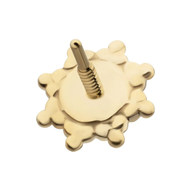 Invictus 14Kt Yellow Gold M0.8 Internally Threaded Beaded Flower Opal Top