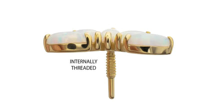 Invictus 14Kt Yellow Gold M0.8 Internally Threaded 5-Cluster Marquise Opal Fan Top