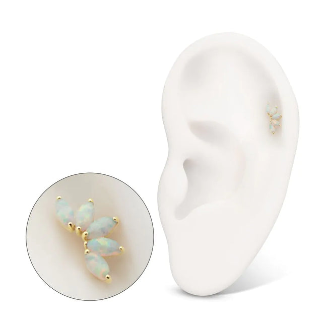 Invictus 14Kt Yellow Gold M0.8 Internally Threaded 5-Cluster Marquise Opal Fan Top