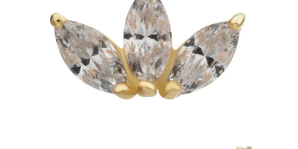 Invictus 14Kt Yellow Gold M0.8 Internally Threaded Prong Set Triple Cluster Marquise Fan Top