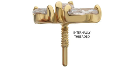 Invictus 14Kt Yellow Gold M0.8 Internally Threaded Prong Set Triple Cluster Marquise Fan Top