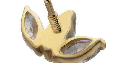 Invictus 14Kt Yellow Gold M0.8 Internally Threaded Prong Set Triple Cluster Marquise Fan Top