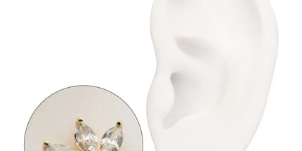 Invictus 14Kt Yellow Gold M0.8 Internally Threaded Prong Set Triple Cluster Marquise Fan Top