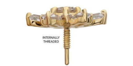 Invictus 14Kt Yellow Gold M0.8 Internally Threaded Radiant Flare Cluster Top