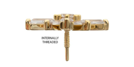 Invictus 14Kt Yellow Gold M0.8 Internally Threaded Sunray Cluster Top