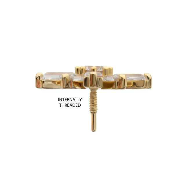 Invictus 14Kt Yellow Gold M0.8 Internally Threaded Sunray Cluster Top