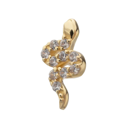 Invictus 14Kt Yellow Gold M0.8 Internally Threaded Pave Gem Snake Top