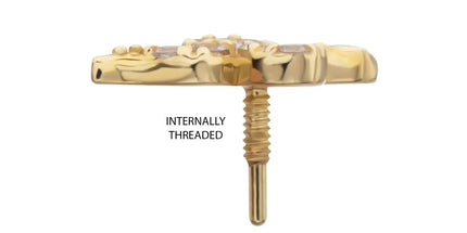 Invictus 14Kt Yellow Gold M0.8 Internally Threaded Pave Gem Snake Top