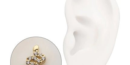 Invictus 14Kt Yellow Gold M0.8 Internally Threaded Pave Gem Snake Top