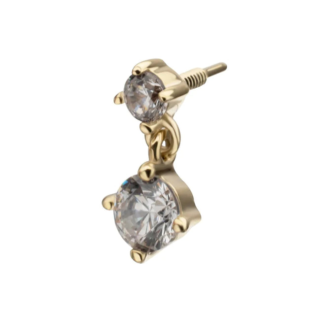 Invictus 14Kt Yellow Gold M0.8 Internally Threaded Double 4-Prong Gem Dangle Top