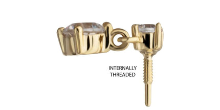 Invictus 14Kt Yellow Gold M0.8 Internally Threaded Double 4-Prong Gem Dangle Top