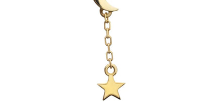 Invictus 14Kt Yellow Gold M0.8 Internally Threaded Crescent Moon Top with Dangle Star