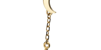 Invictus 14Kt Yellow Gold M0.8 Internally Threaded Crescent Moon Top with Dangle Star