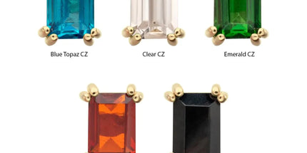 Invictus 14Kt Gold Threadless 3mm Emerald Cut Prong Set Gem Top