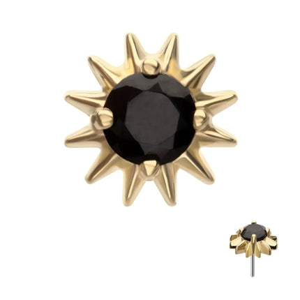 Invictus 14Kt Yellow Gold Threadless Spike Edge Prong Set Round Gem Top