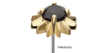 Invictus 14Kt Yellow Gold Threadless Spike Edge Prong Set Round Gem Top